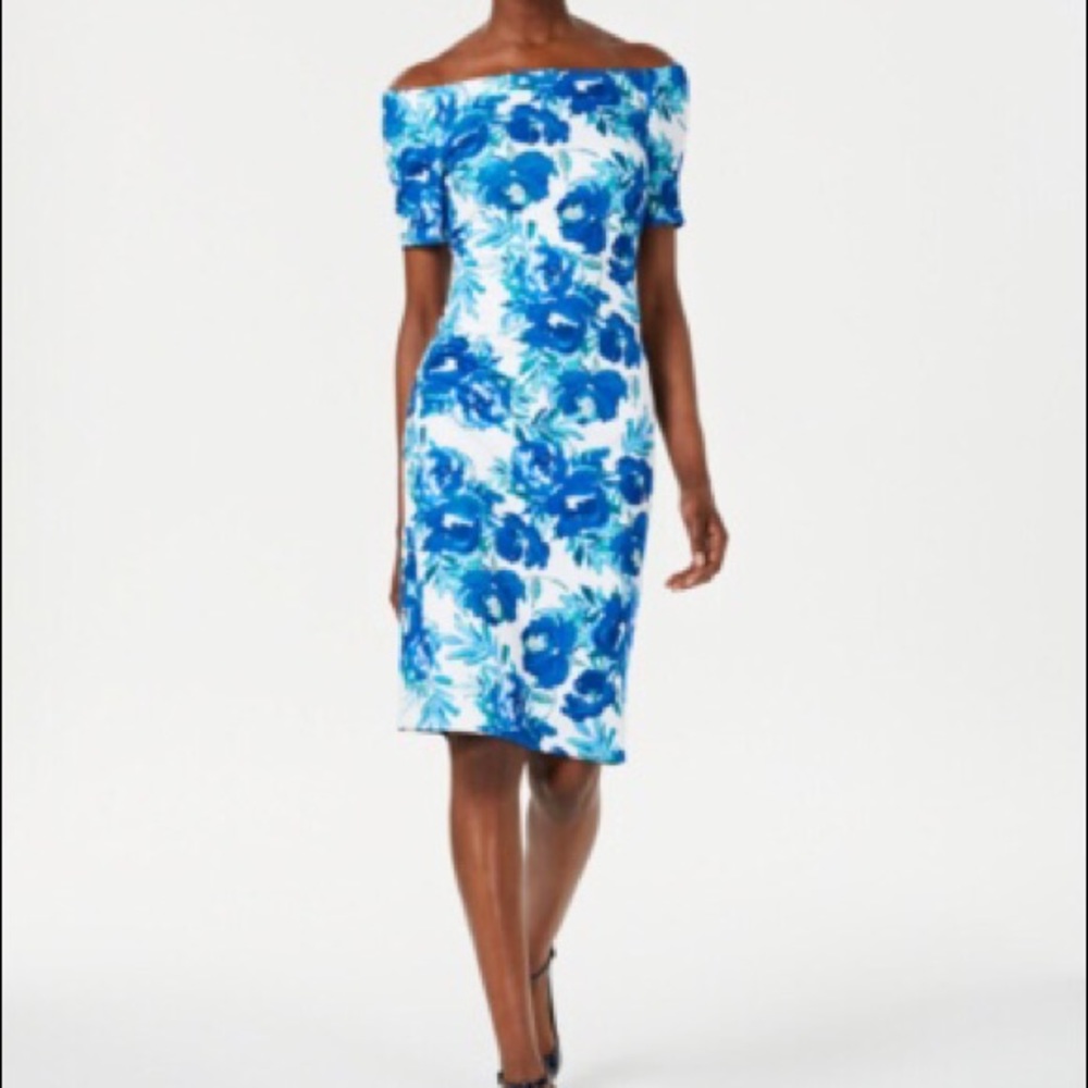 Calvin Klein Floral Off-The-Shoulder Sheath Dress